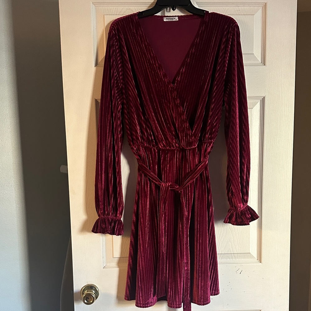 Elegant Burgundy Velvet Dress